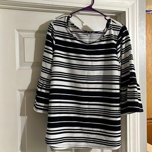 Green Envelope Dark Navy & White Striped Blouse